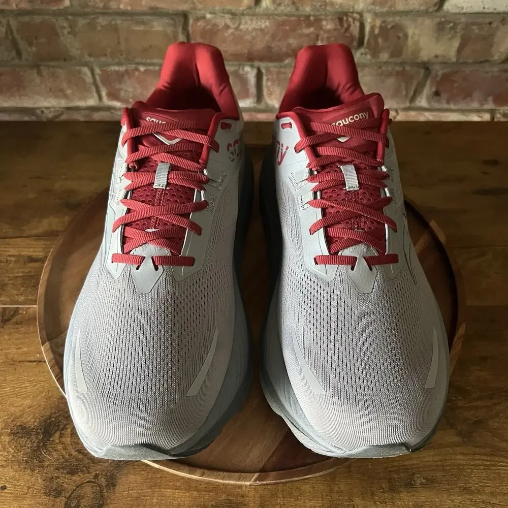 Saucony Hurricane 24 Max Cushion Stability Men's 15 Gray Red Running Shoes